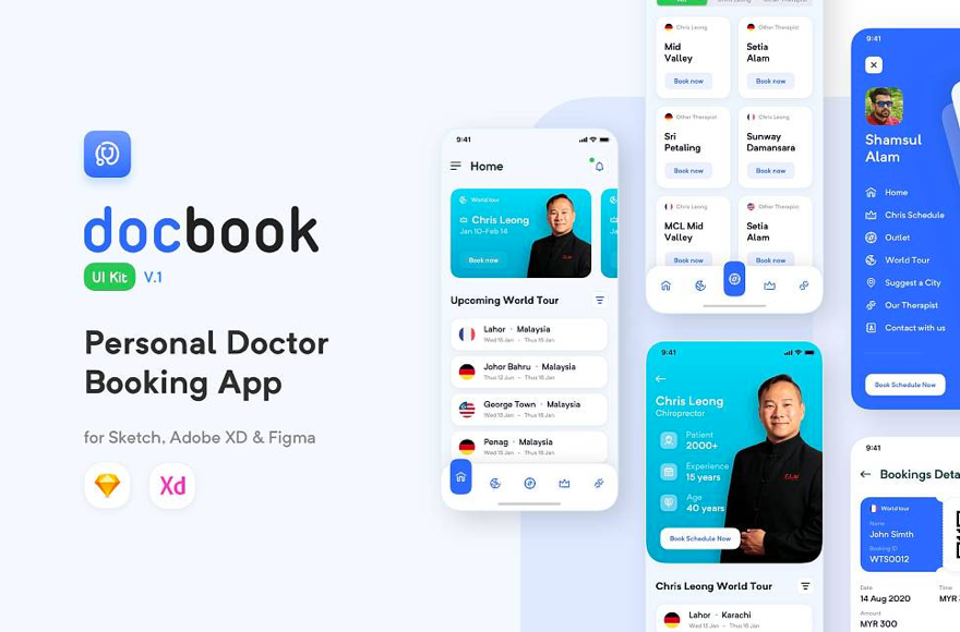 在线医生预约 Personal Doctor App Uikit 界面素材 .xd .sketch